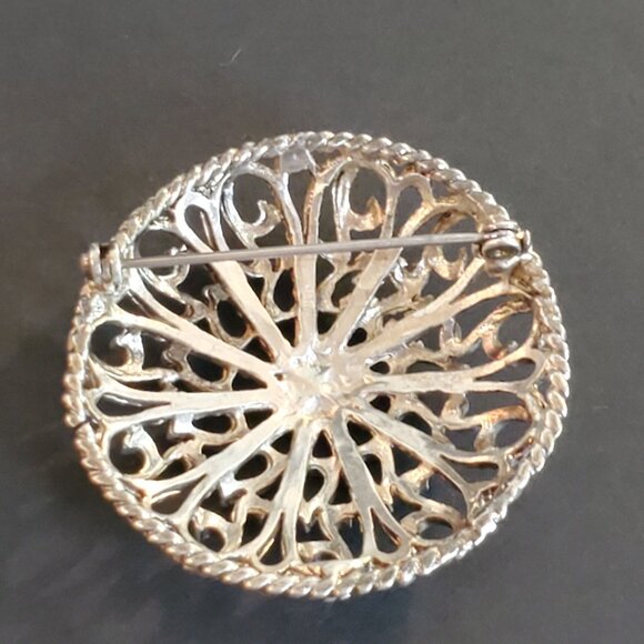 Vintage Christina Joy Abstract Brooch Pin Silver Stone Round RARE - Picture 7 of 7